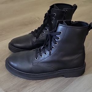 Steve Madden Cole Black Leather Combat Boots